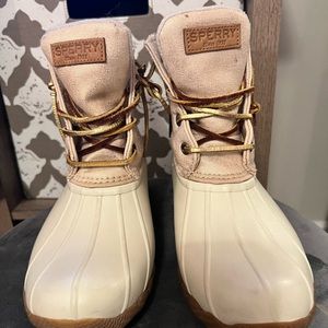 Sperry Saltwater Snow Boot ivory sparkle